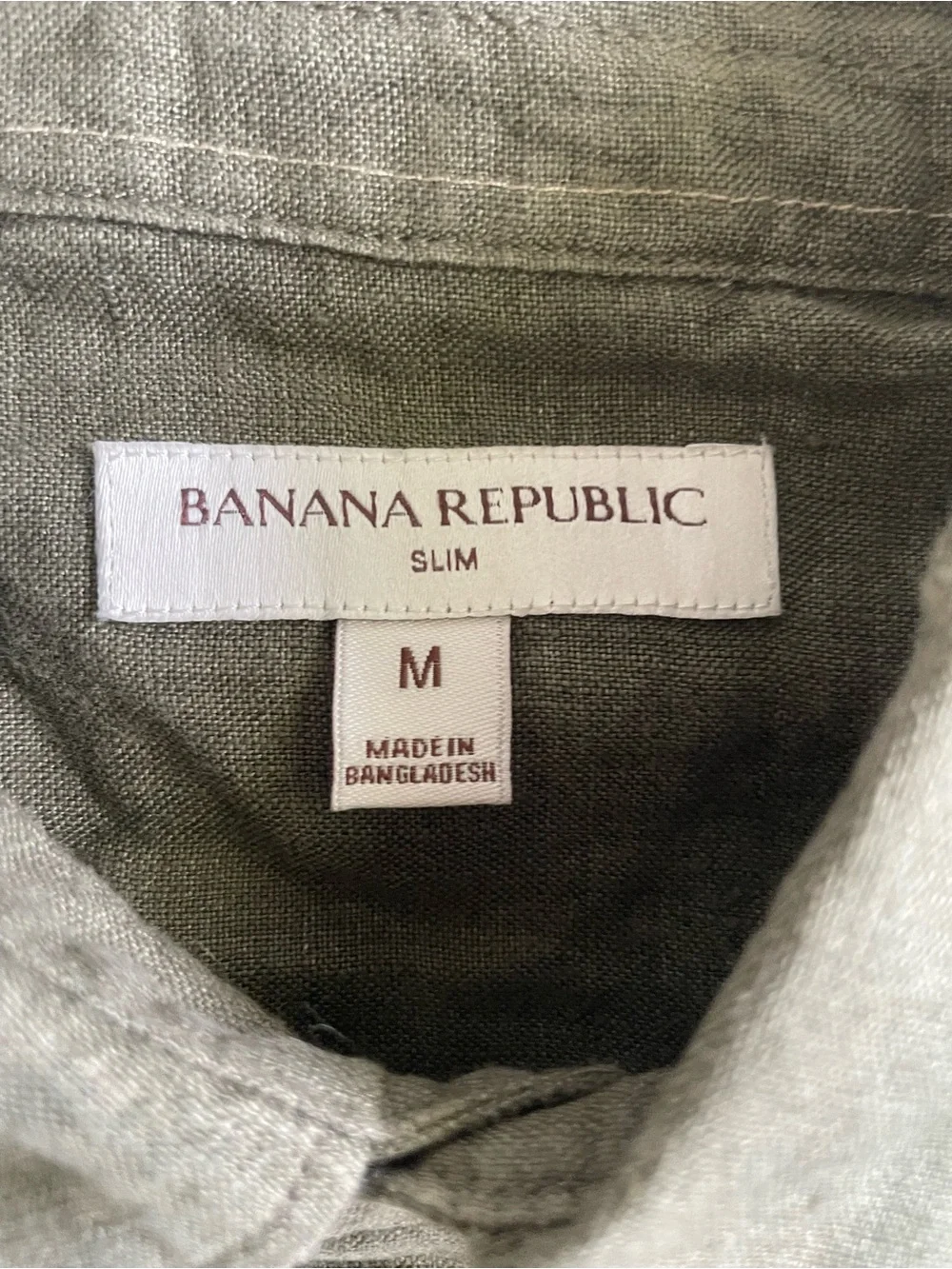Banana Republic Olive Green Linen Button-Front Shirt